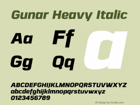 Gunar Heavy Italic Version 1.000;PS 001.000;hotconv 1.0.70;makeotf.lib2.5.58329图片样张