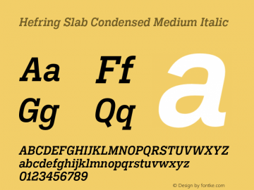 Hefring Slab Condensed Medium Italic Version 001.000 October 2018图片样张