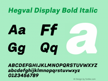 Hegval Display Bold Italic Version 001.000 October 2019图片样张