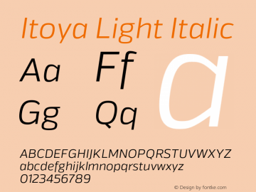 Itoya Light Italic Version 1.000;PS 001.000;hotconv 1.0.70;makeotf.lib2.5.58329图片样张