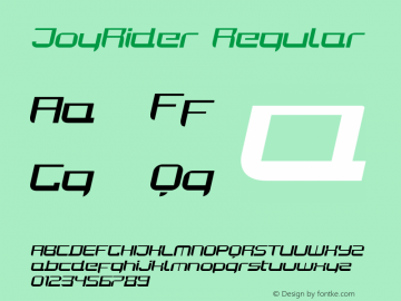 JoyRider RegularItalic Version 1.000;PS 001.000;hotconv 1.0.38图片样张