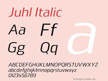 Juhl-Italic Version 1.002;PS 001.002;hotconv 1.0.88;makeotf.lib2.5.64775图片样张
