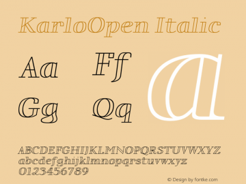 KarloOpen Italic Version 001.000 Dec 2017图片样张