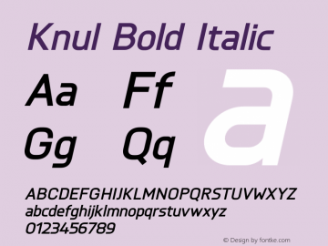 Knul-BoldItalic Version 1.001;PS 001.001;hotconv 1.0.56;makeotf.lib2.0.21325图片样张