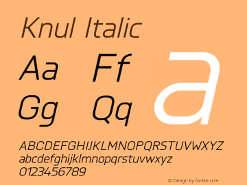 Knul-Italic Version 1.001;PS 001.001;hotconv 1.0.56;makeotf.lib2.0.21325图片样张