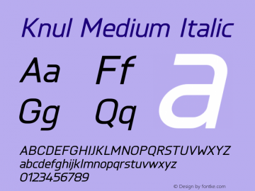 Knul-MediumItalic Version 1.001;PS 001.001;hotconv 1.0.56;makeotf.lib2.0.21325图片样张