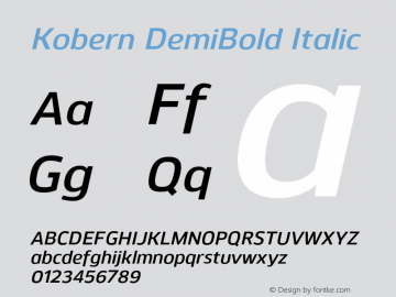 Kobern-DemiBoldItalic Version 1.001;PS 001.001;hotconv 1.0.56;makeotf.lib2.0.21325图片样张