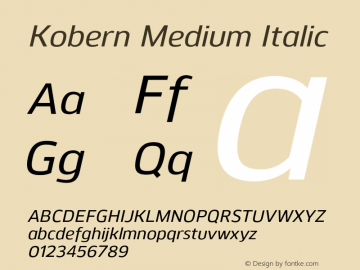 Kobern-MediumItalic Version 1.001;PS 001.001;hotconv 1.0.56;makeotf.lib2.0.21325图片样张