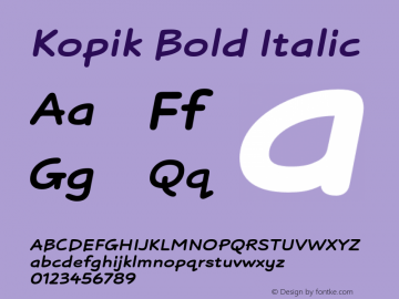 Kopik Bold Italic Version 001.000 October 2019图片样张