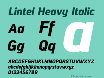 Lintel Heavy Italic Version 1.001;PS 001.001;hotconv 1.0.70;makeotf.lib2.5.58329图片样张