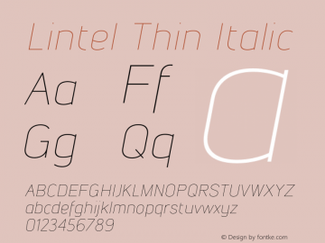 Lintel Thin Italic Version 1.001;PS 001.001;hotconv 1.0.70;makeotf.lib2.5.58329图片样张