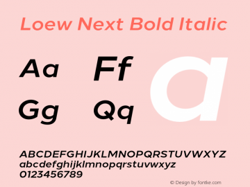 Loew Next Bold Italic Version 001.000 June 2018图片样张