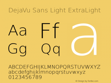 DejaVu Sans Light ExtraLight Version 2.16 Font Sample