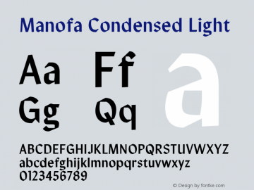 Manofa Condensed Light Version 1.000;PS 001.000;hotconv 1.0.88;makeotf.lib2.5.64775图片样张