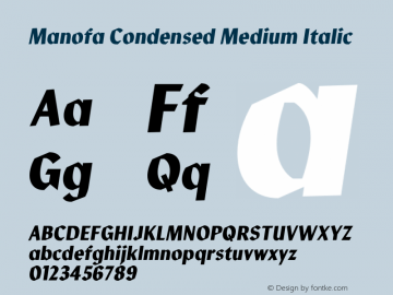 Manofa Condensed Medium Italic Version 1.000;PS 001.000;hotconv 1.0.88;makeotf.lib2.5.64775图片样张