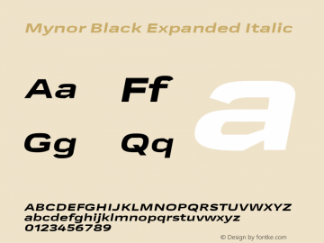 Mynor Black Expanded Italic Version 001.000 January 2019图片样张