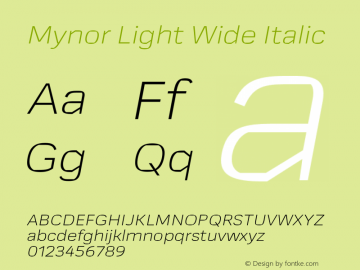 Mynor Light Wide Italic Version 001.000 January 2019图片样张