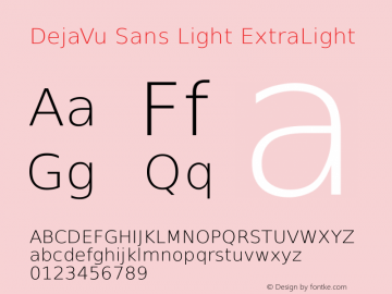 DejaVu Sans Light ExtraLight Version 2.30 Font Sample