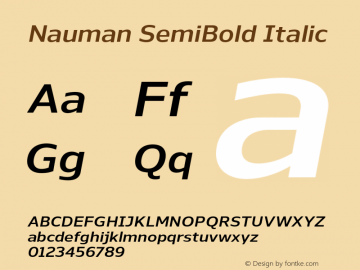 Nauman SemiBold Italic Version 1.000;PS 001.000;hotconv 1.0.70;makeotf.lib2.5.58329图片样张