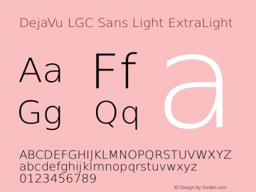 DejaVu LGC Sans Light ExtraLight Version 2.24 Font Sample