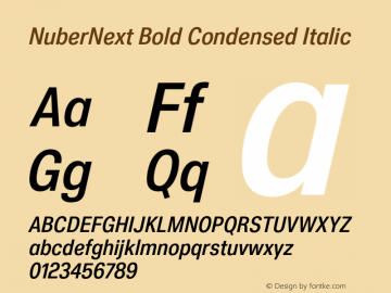 NuberNext Bold Condensed Italic Version 001.002 February 2020图片样张