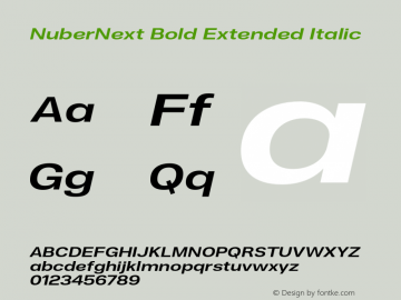 NuberNext Bold Extended Italic Version 001.002 February 2020图片样张