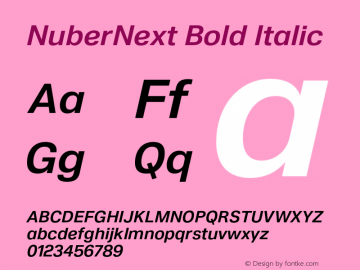 NuberNext Bold Italic Version 001.002 February 2020图片样张