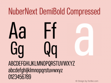 NuberNext DemiBold Compressed Version 001.002 February 2020图片样张