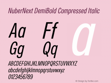 NuberNext DemiBold Compressed Italic Version 001.002 February 2020图片样张