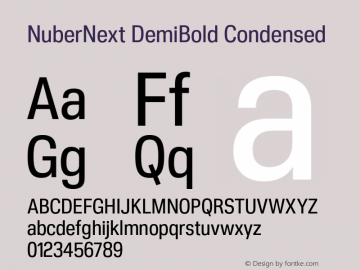 NuberNext DemiBold Condensed Version 001.002 February 2020图片样张