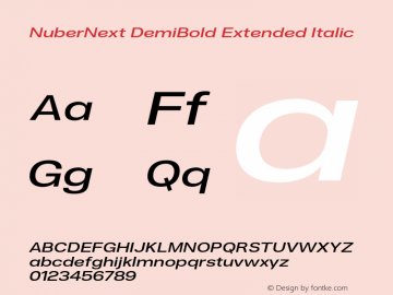 NuberNext DemiBold Extended Italic Version 001.002 February 2020图片样张