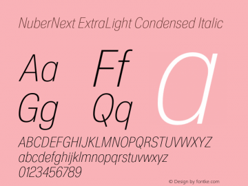 NuberNext ExtraLight Condensed Italic Version 001.002 February 2020图片样张