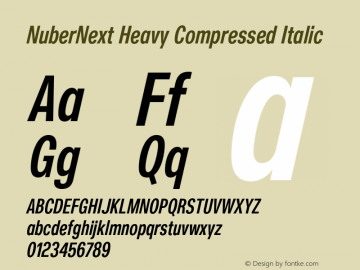 NuberNext Heavy Compressed Italic Version 001.002 February 2020图片样张