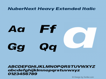 NuberNext Heavy Extended Italic Version 001.002 February 2020图片样张