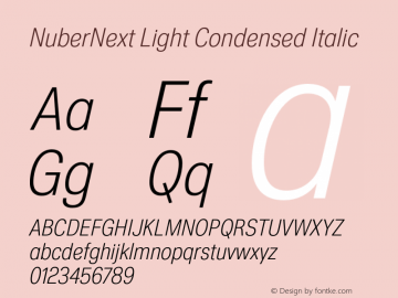 NuberNext Light Condensed Italic Version 001.002 February 2020图片样张