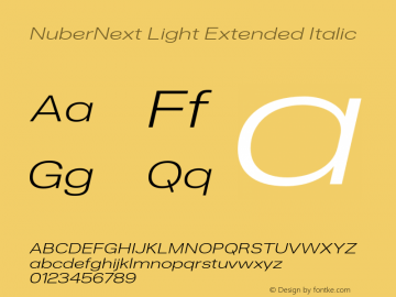 NuberNext Light Extended Italic Version 001.002 February 2020图片样张