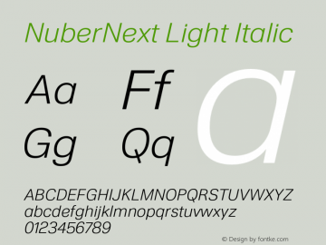 NuberNext Light Italic Version 001.002 February 2020图片样张