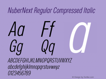 NuberNext Regular Compressed Italic Version 001.002 February 2020图片样张