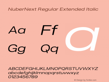 NuberNext Regular Extended Italic Version 001.002 February 2020图片样张