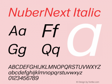 NuberNext Regular Italic Version 001.002 February 2020图片样张