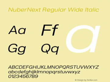 NuberNext Regular Wide Italic Version 001.002 February 2020图片样张