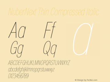 NuberNext Thin Compressed Italic Version 001.002 February 2020图片样张