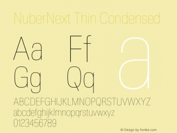 NuberNext Thin Condensed Version 001.002 February 2020图片样张