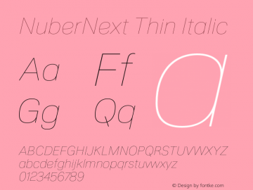 NuberNext Thin Italic Version 001.002 February 2020图片样张