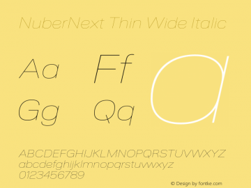 NuberNext Thin Wide Italic Version 001.002 February 2020图片样张