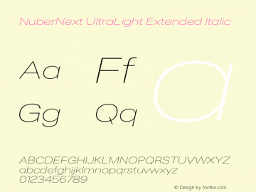 NuberNext UltraLight Extended Italic Version 001.002 February 2020图片样张