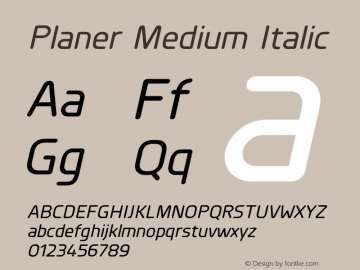 Planer-MediumItalic Version 1.001;PS 001.001;hotconv 1.0.56;makeotf.lib2.0.21325图片样张