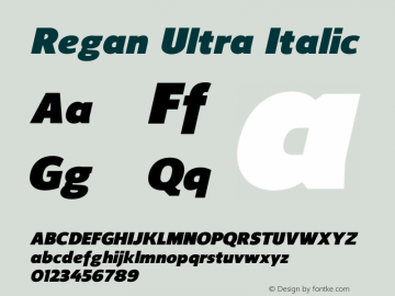 Regan-UltraItalic Version 1.001;PS 001.001;hotconv 1.0.56;makeotf.lib2.0.21325图片样张