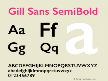 Gill Sans SemiBold 9.0d5e1 Font Sample