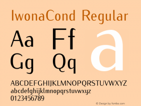 IwonaCond Regular Version 1.011;PS 0.98;Core 1.0.38;makeotf.lib1.6.5960 Font Sample